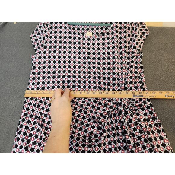 NWT Talbots Womens Faux Wrap Dress 1XP Abstract Print Midi Black Blue‎ Red White - Picture 6 of 10